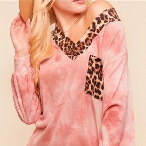 RIPPED TYE DYE LONF SLEEVE BLOUSE